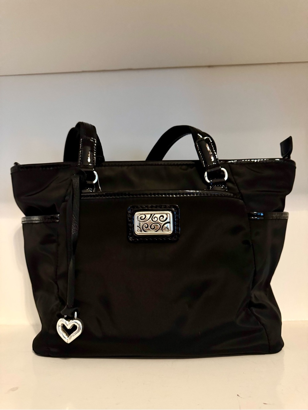 Brighton Stevie Everywhere Black Nylon & Patent Leather Trim Tote Bag